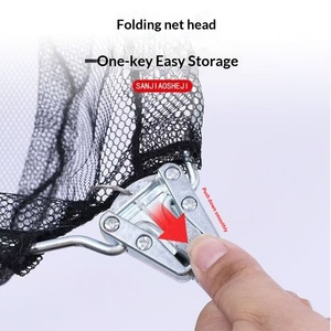 Épuisette de pêche pliable triangulaire télescopique Sendema en acier inoxydable avec tête à mailles étroites, profondeur 37 cm - Product Image 4