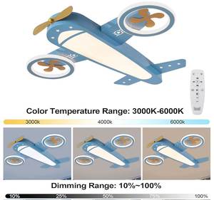Plafonnier modèle d'avion de dessin animé moderne pour la chambre des enfants Lumière de ventilateur pour leur chambre - Product Image 4