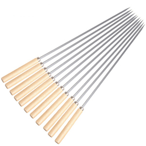 Etiqueta Privada mango de <span class=keywords><strong>madera</strong></span> de barbacoa de acero inoxidable de pinchos palos herramientas accesorios de barbacoa - Product Image 1
