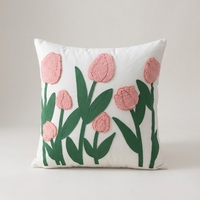 Französischer Landhausstil Moderner Minimalistischer Kissenbezug mit Blumenstickerei, Dekokissenhülle mit Tulpen-Stickerei für Sofa