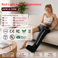 Fortschrittliches Kabelloses Luftkompressions-Beinmassagegerät mit Rotlicht 660nm 850nm, 5-Kammer-Wärme und Vibration für Professionelle Entspannung zu Hause