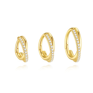Gold Single Piece <b>6mm</b> 8mm 10mm S925 Silver Classic Cross Cartilage <b>Hoop</b> <b>Earring</b> Simple Minimalist Design - Product Image 2