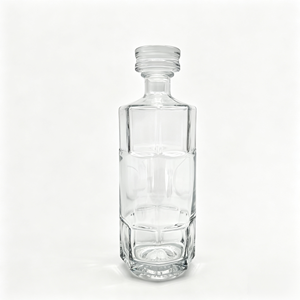 Bouteille en verre vide personnalisée transparente <span class=keywords><strong>de</strong></span> 500 ml et 700 ml pour spiritueux, liqueurs, whisky, brandy avec bouchon - Product Image 1