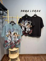 Marque tendance MIX EMOTION, avec un grand imprimé et un motif à petits diamants, short pour hommes de style rock européen et américain.