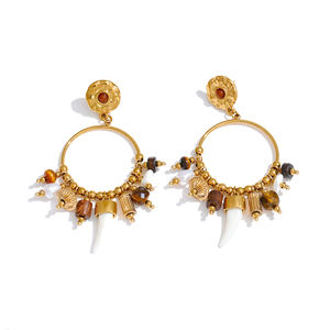 Xy 5499 फ्रेंच शैली अतिरंजित रेसिन हाथीरी 80 मिमी ड्रॉप इयररिंग्स स्टेनलेस स्टील के सोने के टुकड़े टुकड़े टुकड़े टुकड़े टुकड़े टुकड़े टुकड़े - Product Image 1