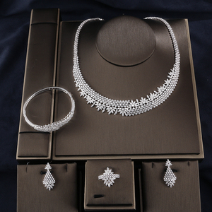 RAKOL SP398 Luxury Fashion Gold Silver Color Plated Micro Inlaid Zircon Stone Hollow Jewelry Set - Product Image 4