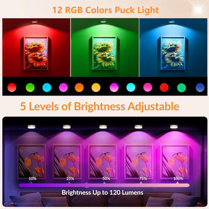 Under Cabinet Lighting,Rechargeable Motion <b>Sensor</b> Puck <b>Lights</b> with Remote,12 Color Temper Magnetic Stick on <b>Light</b> for Kitchen - Product Image 4