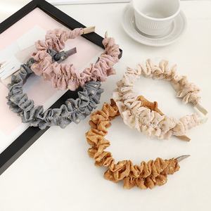 <span class=keywords><strong>Serre</strong></span>-tête coréen en mousseline de soie unie avec imprimé froissé et bronzé pour femme - Product Image 2