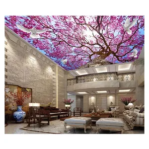 Sakura image 3d soffitto carta da parati murale 3d ciliegio cielo carta da parati per la decorazione del soffitto