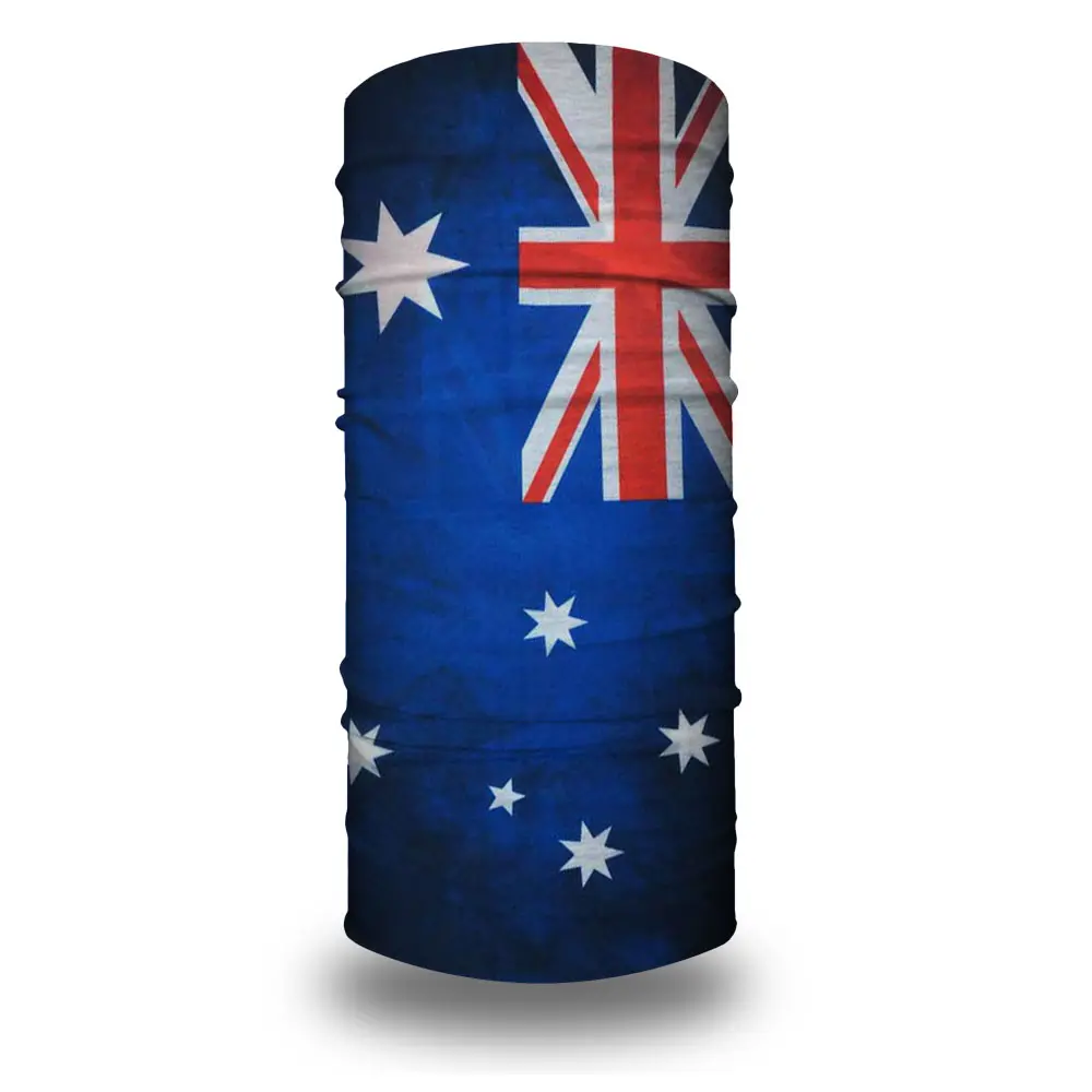 Vente en gros expédition rapide Stock drapeau australien masque facial cache-cou microfibre plus chaud sans couture Snood Bandana Tube écharpe