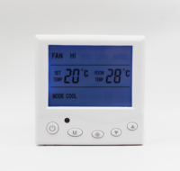 Thermostat numérique carré AC803F pour ventilo-convecteur 2/4 tuyaux 220V, économe en énergie, ignifuge PC+ABS, mural pour villa et appartement