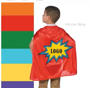 Semua Warna Jubah Superhero Satu Sisi Anak-anak dengan Cetakan Logo Kustom Tersedia Sepanjang 27 Inci