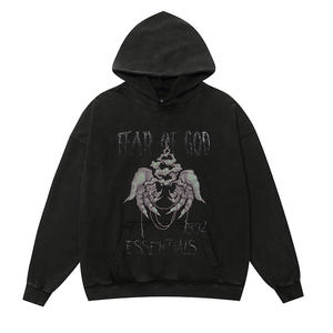 Sudadera con Capucha Estilo Vintage con Diseño de Mano de Buda, Tendencia de Moda Mítica, Sudadera con Capucha Estilo FOG 24 - Product Image 1