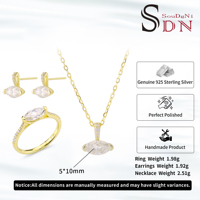 Ensemble de bijoux en argent sterling 925 personnalisé OEM avec zircone cubique, bague, boucles d'oreilles et collier taille marquise 5x10 mm pour femme, idéal comme cadeau