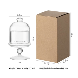 Transparante multifunctionele, met de hand gemaakte, gekleurde blaasglas belvormige displaycontainer, aromatherapie kandelaar, voedseldeksel, gepolijst. - Product Image 5