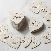 Étiquette en papier grainé en forme de cœur pour fleurs sauvages avec cordon |   Service de marquage écologique personnalisé : estampage à chaud avec feuille d'or pour les marques indépendantes
