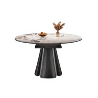 Ensemble de table à manger extensible et convertible ronde avec 6 chaises, plateau en bois massif, design moderne, écologique et durable, meubles pour la maison