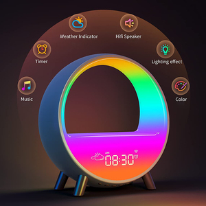 Banqcn <span class=keywords><strong>Wifi</strong></span> Thông Minh Thức Dậy Ánh Sáng Không Dây Sạc Mặt Trời Mọc Đồng Hồ Báo Thức Trắng Tiếng Ồn Ngủ <span class=keywords><strong>LED</strong></span> Môi Trường Xung Quanh Đèn Bàn - Product Image 2