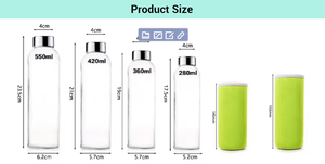 Bouteille d'eau portable personnalisée en verre borosilicate de haute qualité avec manchon en silicone et couvercle en bambou - Product Image 3