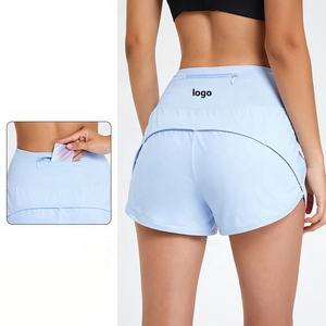 شورت لياقة بدنية بشعار مخصص-نايلون سبانديكس للنساء 2 في 1 ملابس رياضية للركض في صالة الألعاب الرياضية شورت رياضي ببطانة - Product Image 1