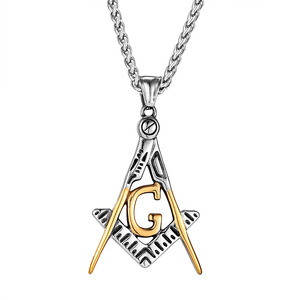 Colgante con Símbolo Masónico, Diseño de la Letra G, Collar para Hombre, Aleación de Zinc, Cadena de 60 cm, Joyería de Regalo - Product Image 5
