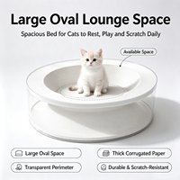 Articles pour animaux de compagnie : Griffoir pour chat ovale transparent à double couche, nid pour chat en carton ondulé, résistant aux rayures, résistant à l'usure