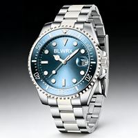 Montre de plongée sportive automatique mécanique pour homme, étanche 100 m, avec aiguilles lumineuses, en acier inoxydable, verre saphir, luxe