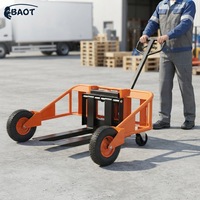 Chariot à palettes tout-terrain 1250 kg, pneus larges, fourches hydrauliques réglables, jambes à écartement pour intérieur/extérieur