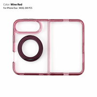 Coque de téléphone transparente avec béquille magnétique rotative pour iPhone Duo, avec cadre métallique pour l'appareil photo, dos en acrylique, coque arrière en PC, boutons en alliage, TPU souple, OEM