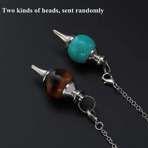 차크라 영기 치유 라운드 볼 자수정 방사선 감각 진자 천연 보석 크리스탈 다우징 진자 위칸 도구 PD067 - Product Image 5