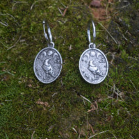 Style rétro Europe du Nord Gothique Lune Corbeau Magique Alliage Femme Boucles D'oreilles Accessoires Bijoux Avec Crochets En Acier Inoxydable