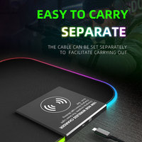 Tapis de souris sans fil rechargeable en caoutchouc lumineux XXXL 900*400 800*300 avec éclairage LED RGB noir pour joueur