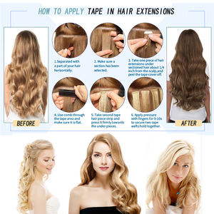 Extensions de cheveux russes blonds 100% naturels avec Double ruban adhésif de qualité supérieure, grand Stock - Product Image 5