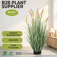 Plante artificielle romantique rose ondulante en forme de cattail, 90 cm, plante ornementale artificielle en pot pour la décoration de cafés, terrasses, boutiques et vitrines