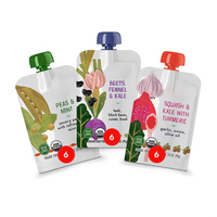 Pochette à bec verseur personnalisée imprimée motif champignon, sachet alimentaire autoportant sans BPA pour purée de bébé et fruits à presser