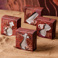 Set de Regalo de Té en Bolsitas con Formas Especiales de Dunhuang, Taza Giratoria de Montaña Distante, Sutra del Corazón Dorada, Posavasos de Madera de Haya, Souvenir de Lujo