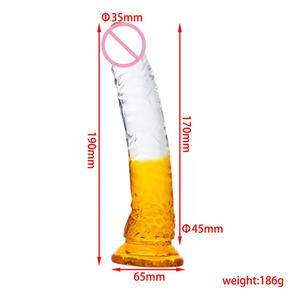 Dildo en cristal réaliste à double couleur avec ventouse - Product Image 4