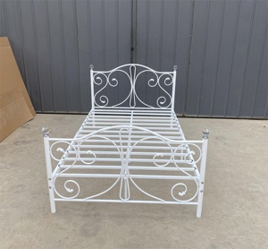간단한 패션 금속 트윈 킹 싱글 침대 블랙 화이트 철 싱글 침대 금속 침대 프레임 - Product Image 1
