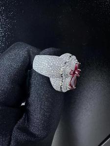 Bague unisexe de luxe en argent sterling 925 plaqué or, faite à la main, avec diamant fantaisie cultivé en laboratoire, taille brillant, certifiée, style hip-hop - Product Image 1