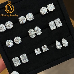 <span class=keywords><strong>Pendientes</strong></span> de Oro de 14k con Diamantes Cultivados en Laboratorio, <span class=keywords><strong>Pendientes</strong></span> de Garra con Diamantes de 1, 2 y 3 Quilates, Redondos, en Forma de Pera, Marquesa, Ovalados, con Cierre a Presión - Product Image 3