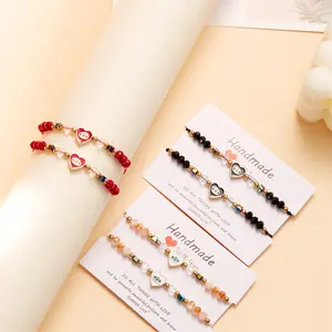 Nieuwe Gouden Geëmailleerde Duivelse Touw Armband Chroom Hart Oog Sieraden Fatima Kalkoen Boze Oog Armband Vriendschapskaart Set