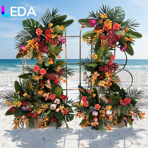 LEDA Tropical Style Custom Artificial Flower Arrangement Events Backdrop Arch Stand <b>Wedding</b> <b>Props</b> Decoration - Product Image 1