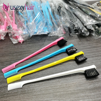 Grand stock, étiquette privée personnalisée, peigne à queue de rat 3 en 1 pour salon, peigne à sourcils double, brosse à cheveux pour le contrôle des bords, brosse à cheveux pour les bords