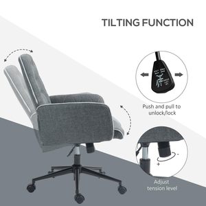 <span class=keywords><strong>Chaise</strong></span> de bureau ergonomique en tissu gris <span class=keywords><strong>à</strong></span> dossier mi-haut, capitonnée, pivotante, avec accoudoirs, réglable en hauteur, pour le bureau <span class=keywords><strong>à</strong></span> domicile - Product Image 6