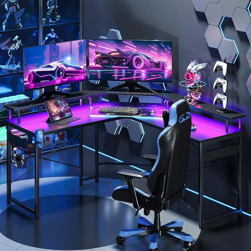 Gran oferta de muebles de oficina en forma de L, escritorio de esquina grande, ordenador, PC, estación de trabajo, mesa de escritorio para juegos