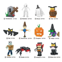 Jouet de construction miniature en capsule pour Halloween et Noël, ensemble de construction DIY à collectionner, plusieurs styles, cadeau éducatif portable