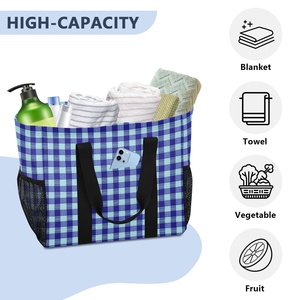 Hawaiian Lifestyle Women's Large Capacity Folding Tote <b>Handbag</b> Custom Checked Design Reusable Shopping Cooler Bag with Logo - Product Image 4