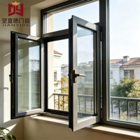 Fenêtre à battant en aluminium à rupture de pont thermique avec double vitrage trempé pour projets de villas, taille personnalisée OEM