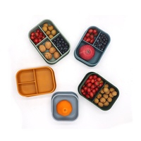 Conteneurs de stockage étanches écologiques boîte à bento à cinq compartiments boîtes à lunch en silicone moucheté pour adultes et enfants