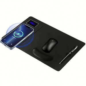 <b>Large</b> Size 15W Fast Wireless Charger <b>Desk</b> Mat LED Logo Mouse Pad for Android Phone with UV Printed Logo - Product Image 1